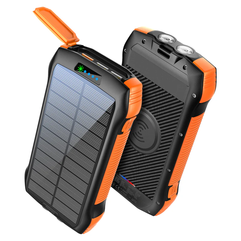 Promate 20000mAh Solar Power Bank with 20W Power Delivery 3 USB-A Ports 10W Wireless Charging and LED Flash SOLARTANK 20PDQI